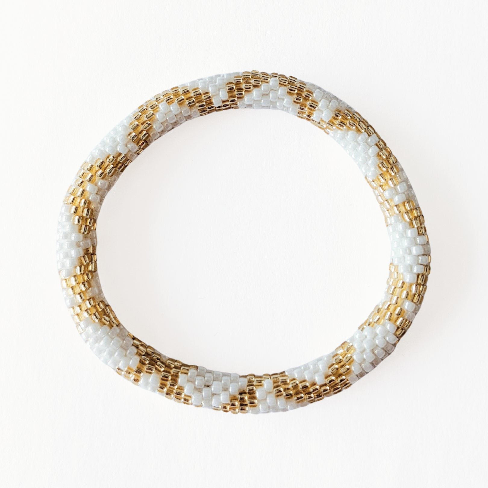 Bracelet Népalais #2 - Blanc Et Doré