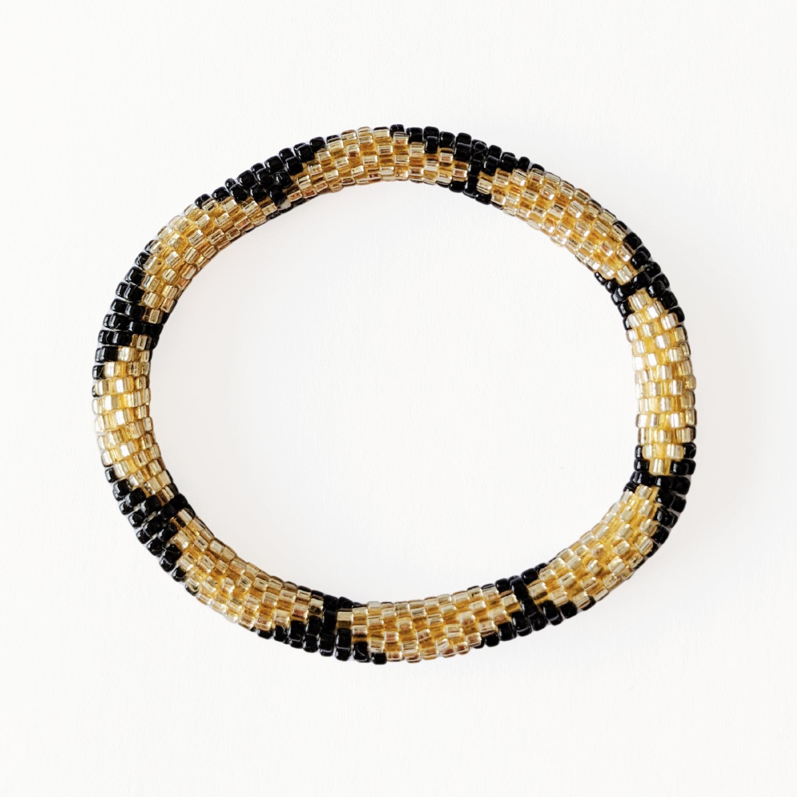 Bracelet Népalais #3 - Noir Et Doré