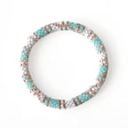 Bracelet Népalais #48 - Vert-Eau Et Champagne