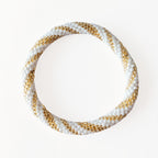 Bracelet Népalais #4 - Blanc Et Doré