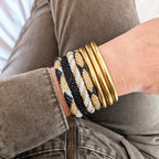 Bracelet Népalais #4 - Blanc Et Doré