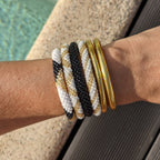 Bracelet Népalais #4 - Blanc Et Doré