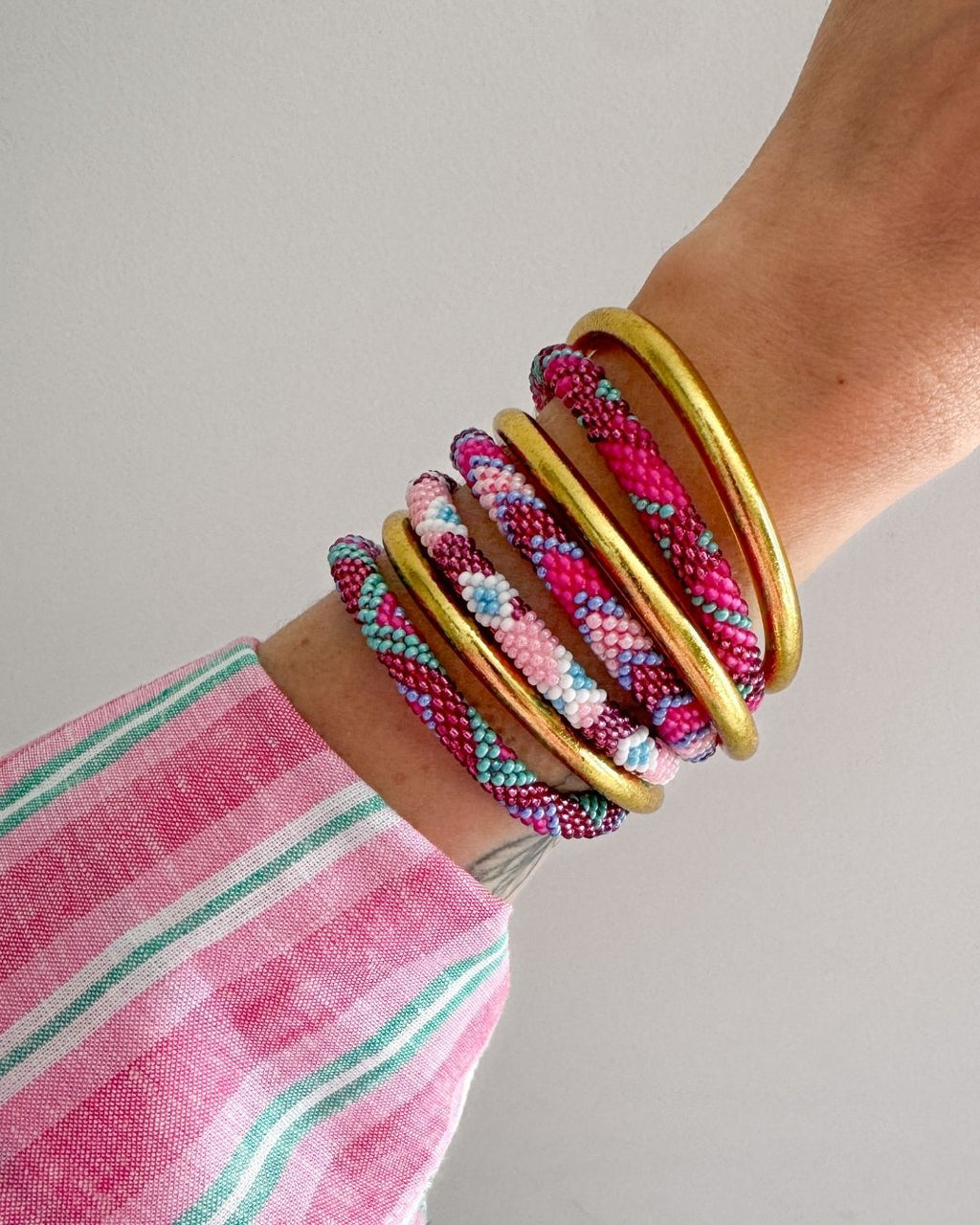 Bracelet Népalais #81 - Rose Et Violet