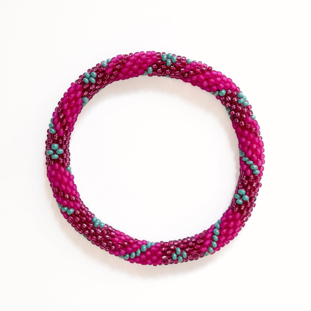 Bracelet Népalais #83 - Rose Et Vert