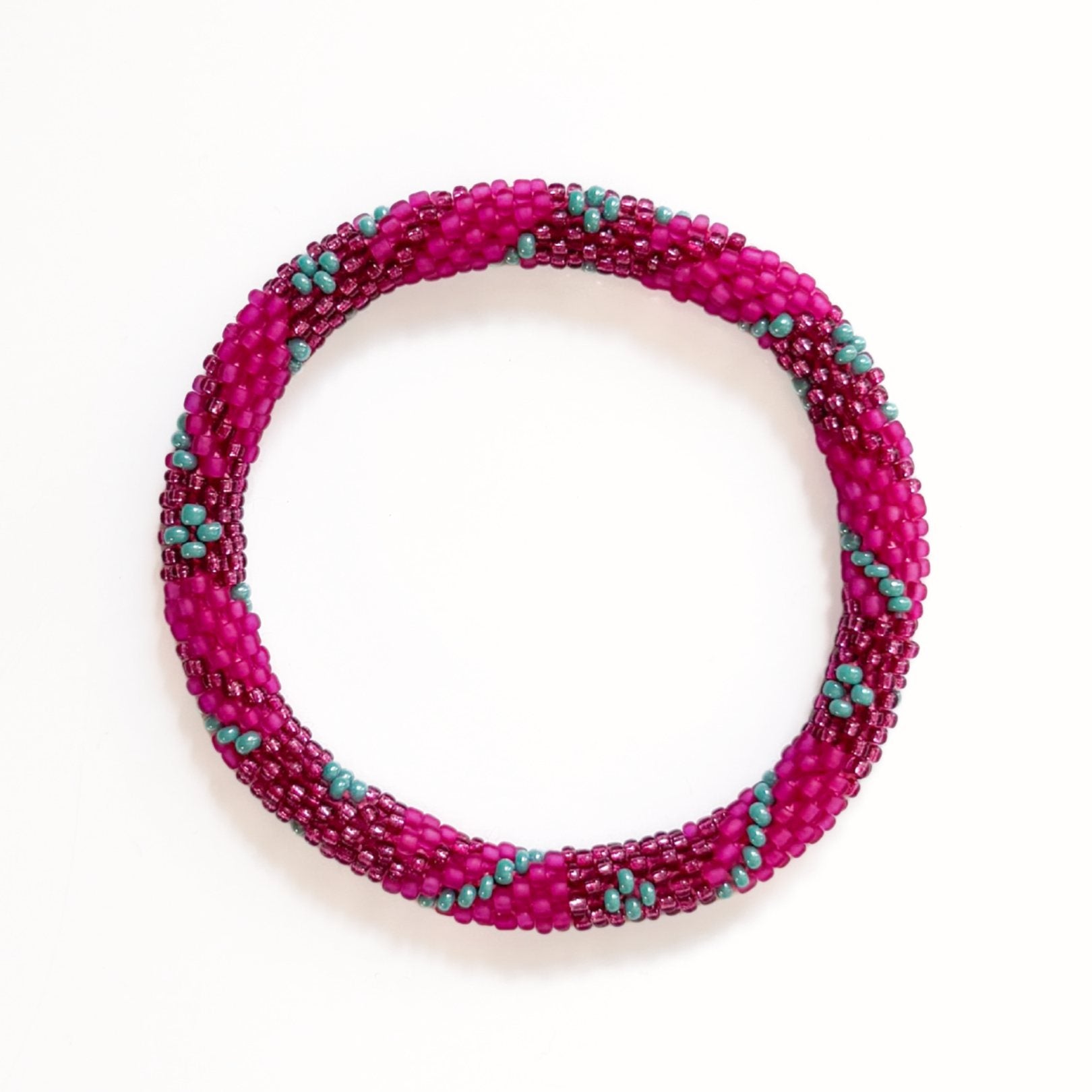 Bracelet Népalais #83 - Rose Et Vert