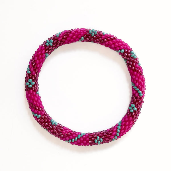Bracelet Népalais #83 - Rose Et Vert
