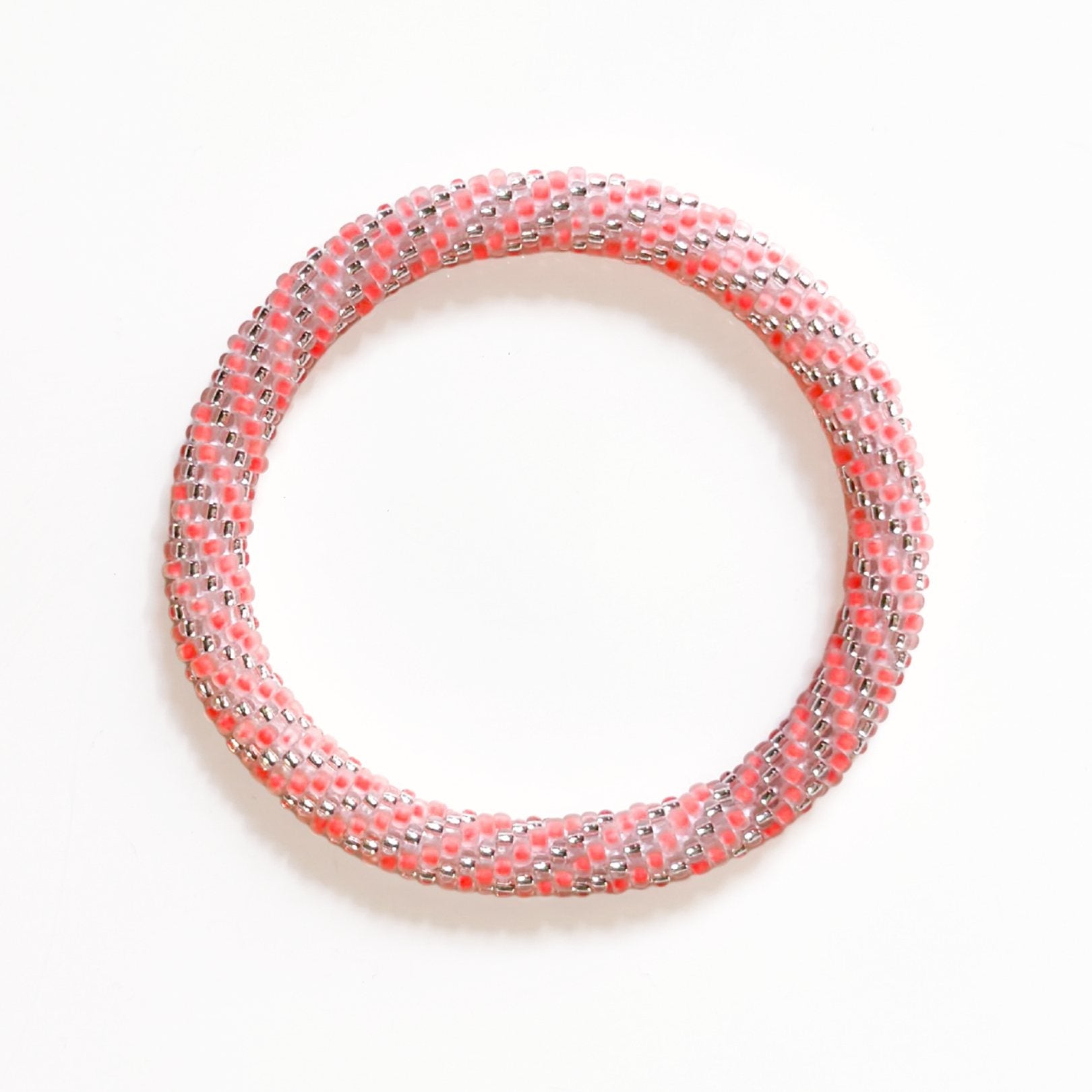 Bracelet Népalais #84 - Rose Et Argenté