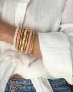 Bracelet Népalais #84 - Rose Et Argenté