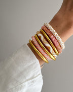 Bracelet Népalais #86 - Blanc Et Doré