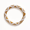 Bracelet Népalais #87 - Blanc Et Doré