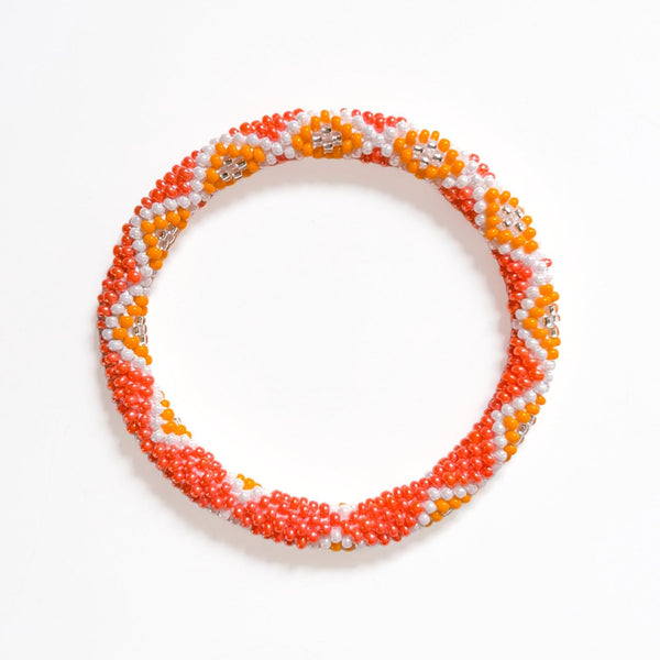 Bracelet Népalais #89 - Orange Et Blanc