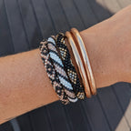 Bracelet Népalais #8 - Noir, Blanc Et Champagne