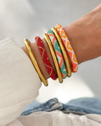 Bracelet Népalais #90 - Rouge Et Doré
