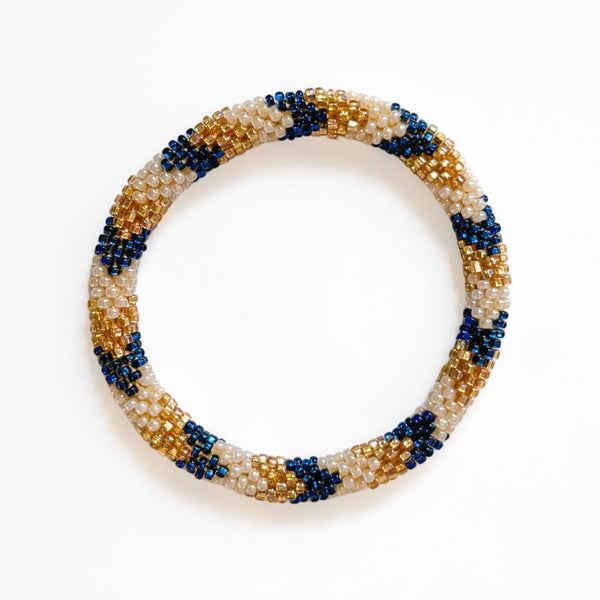 Bracelet Népalais #94 - Bleu Et Doré