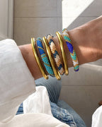 Bracelet Népalais #95 - Bleu Et Doré