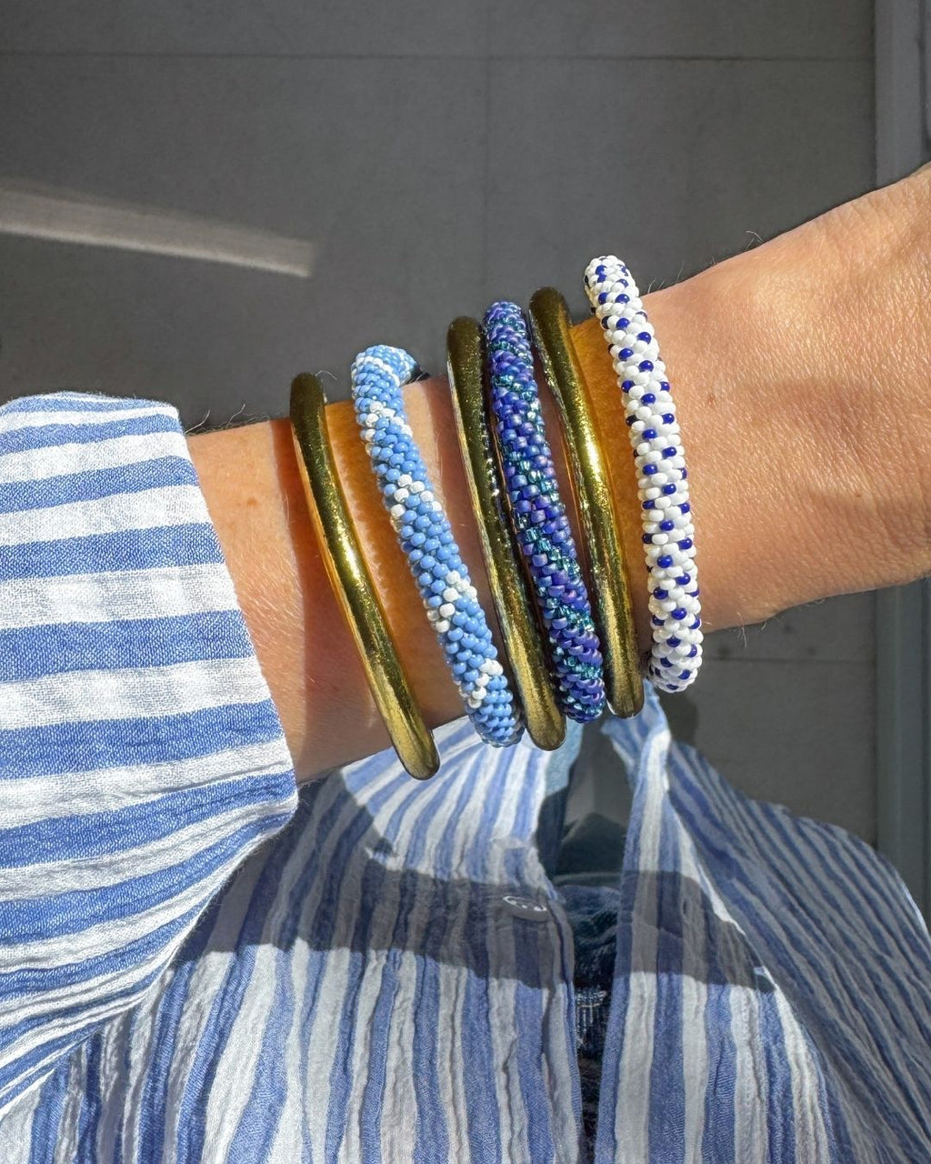 Bracelet Népalais #99 - Bleu Et Blanc