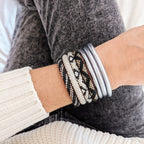 Bracelet Népalais #9 - Noir Et Argent