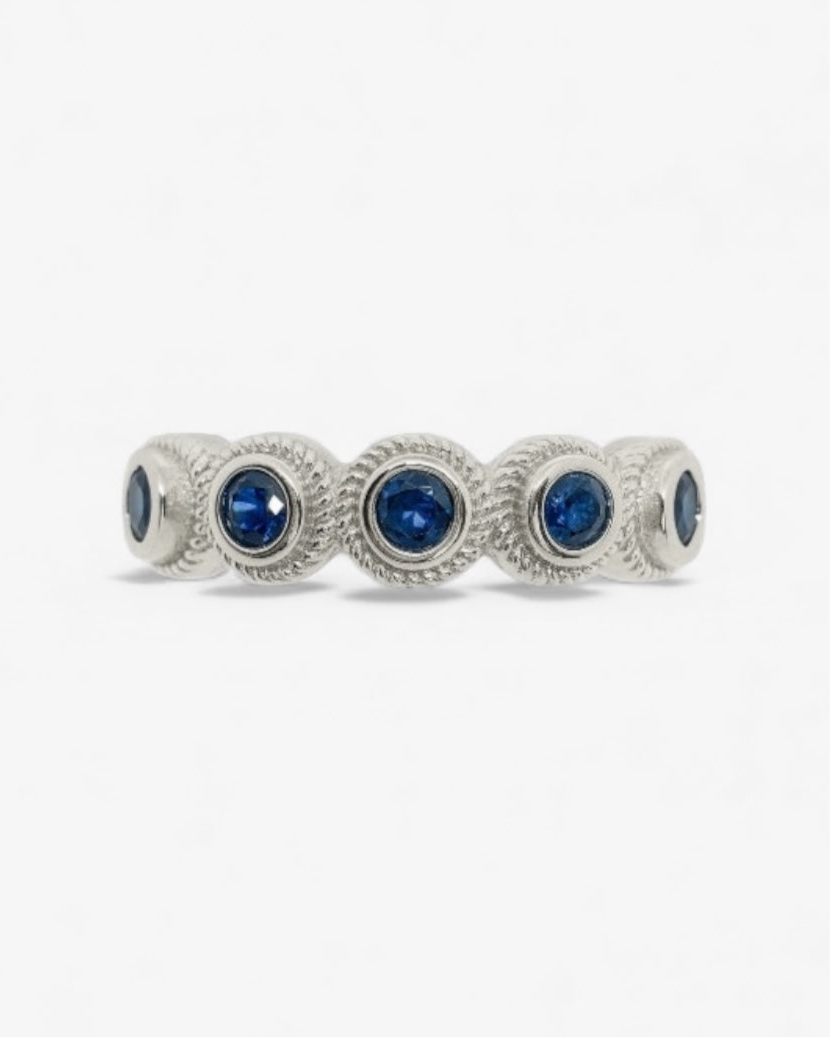 Bague Lágrima Azul Plata
