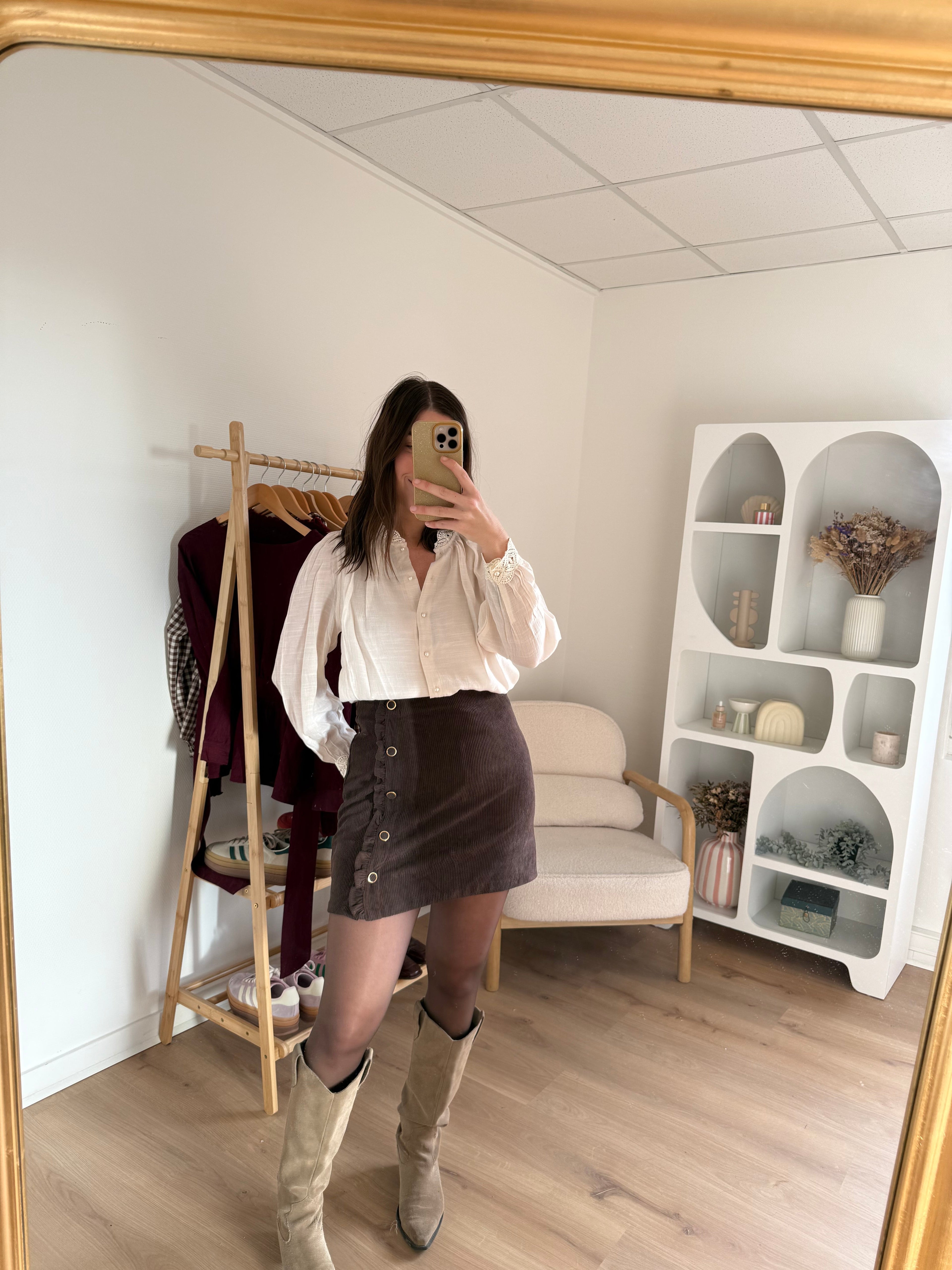 Jupe En Velours Louisa Chocolat