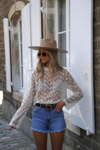 Blouse Brodée Tifany - Beige