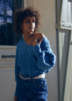 Marie Sixtine - Pull Mohair Col Polo  Paillette - Klein