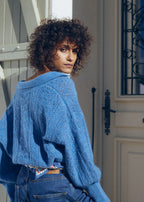 Marie Sixtine - Pull Mohair Col Polo  Paillette - Klein