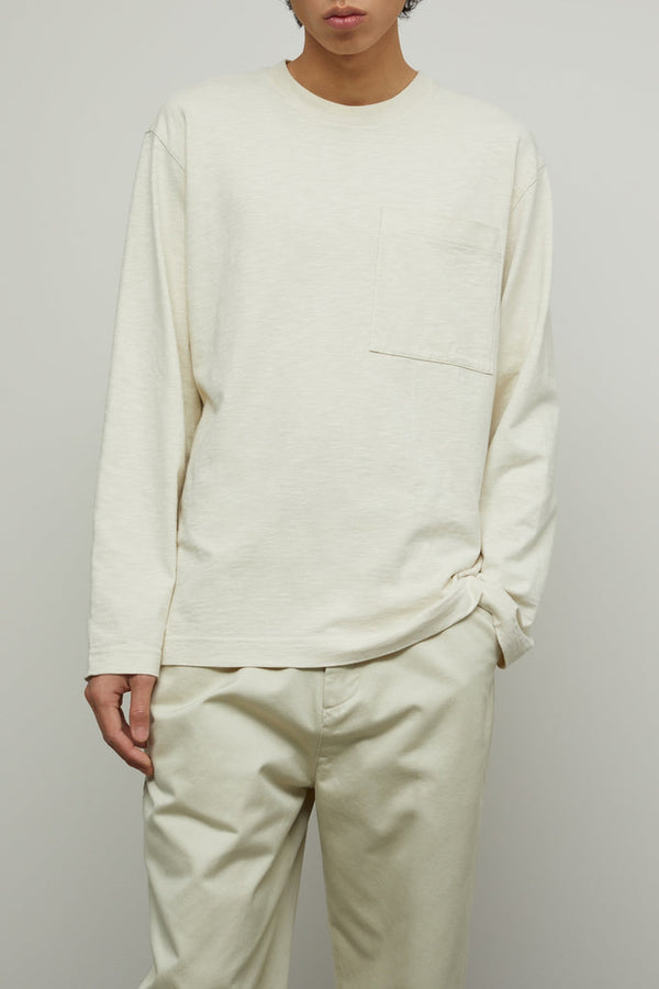 Closed - T-Shirt Long Sleeve Crew Neck - Antique White - Homme