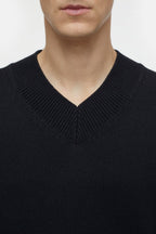 V Neck Jumper - Black - Homme