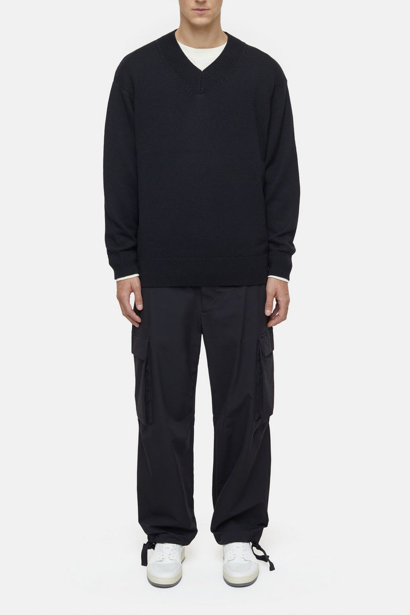 V Neck Jumper - Black - Homme