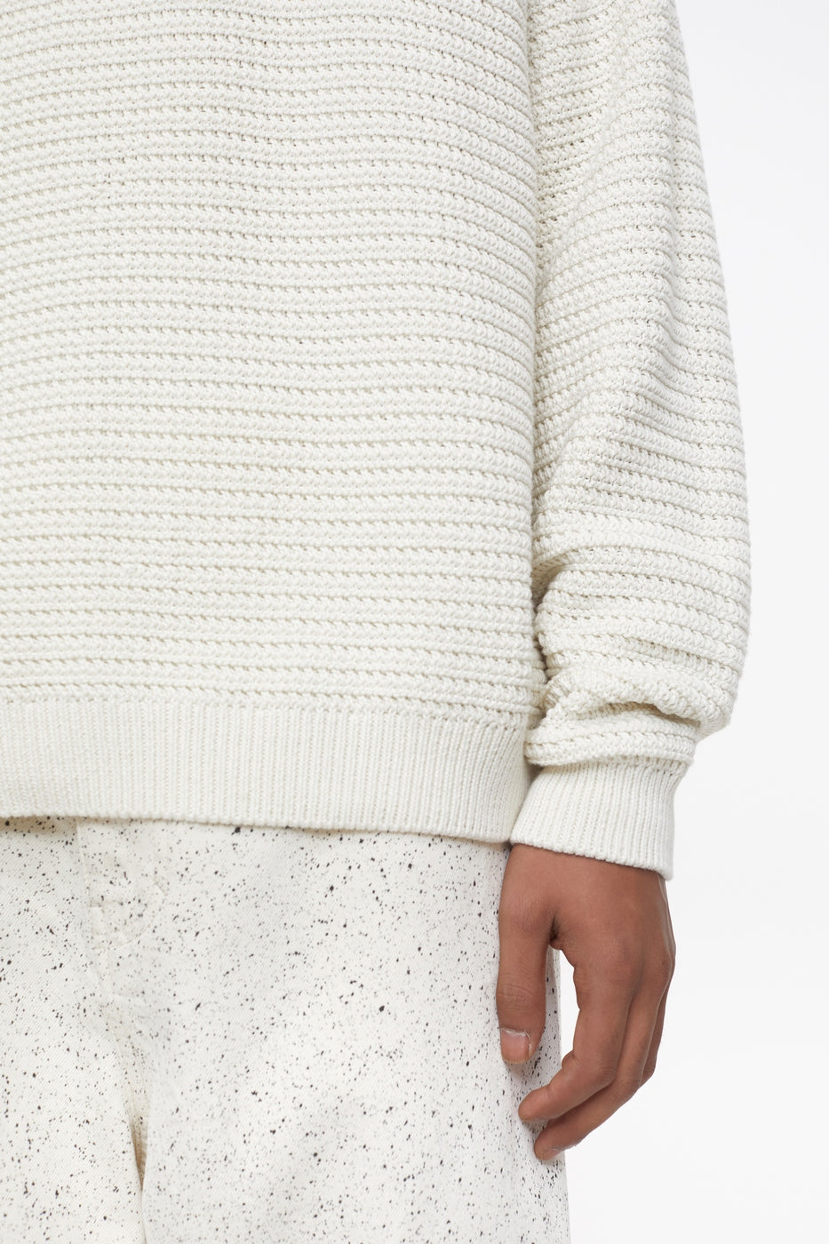 V-Neck Long Sleeve Polo - Vanilla Cream - Homme