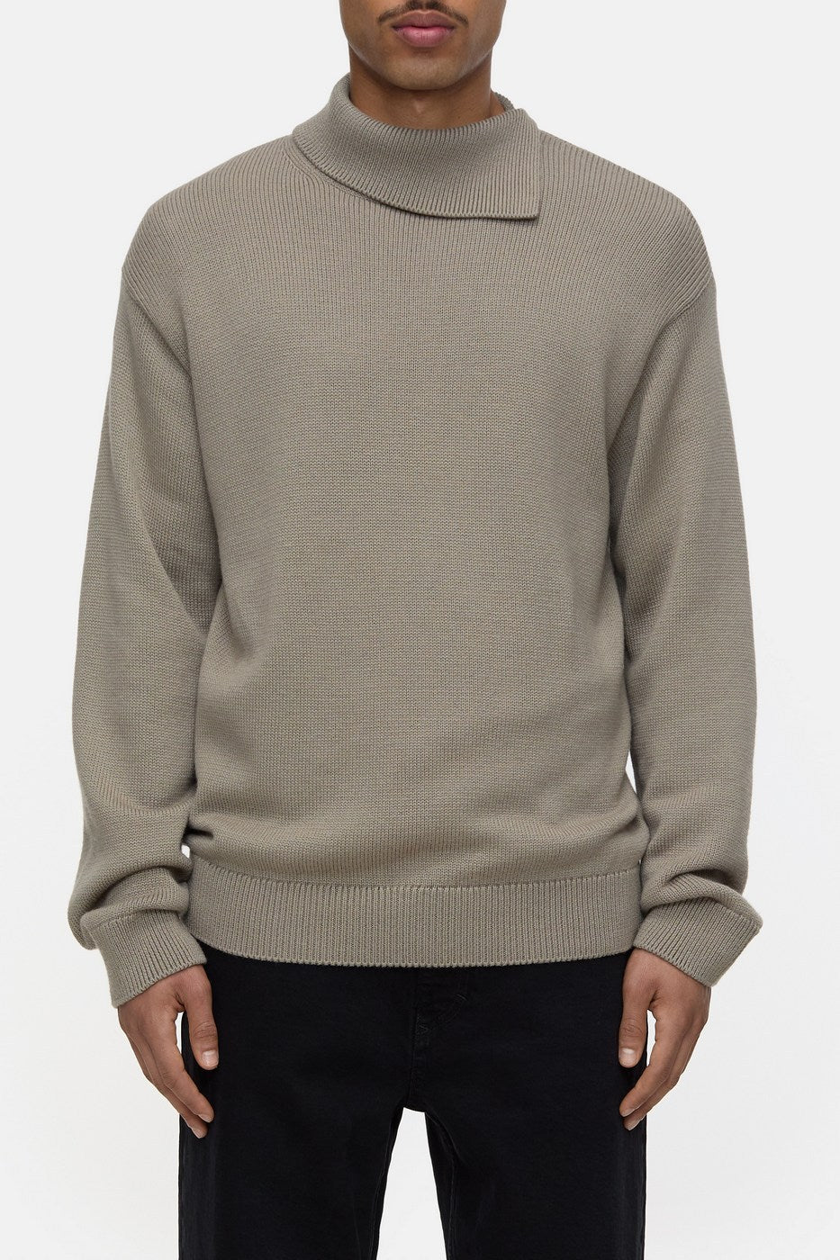 Scarf Collar Jumper - Natural Linen - Homme