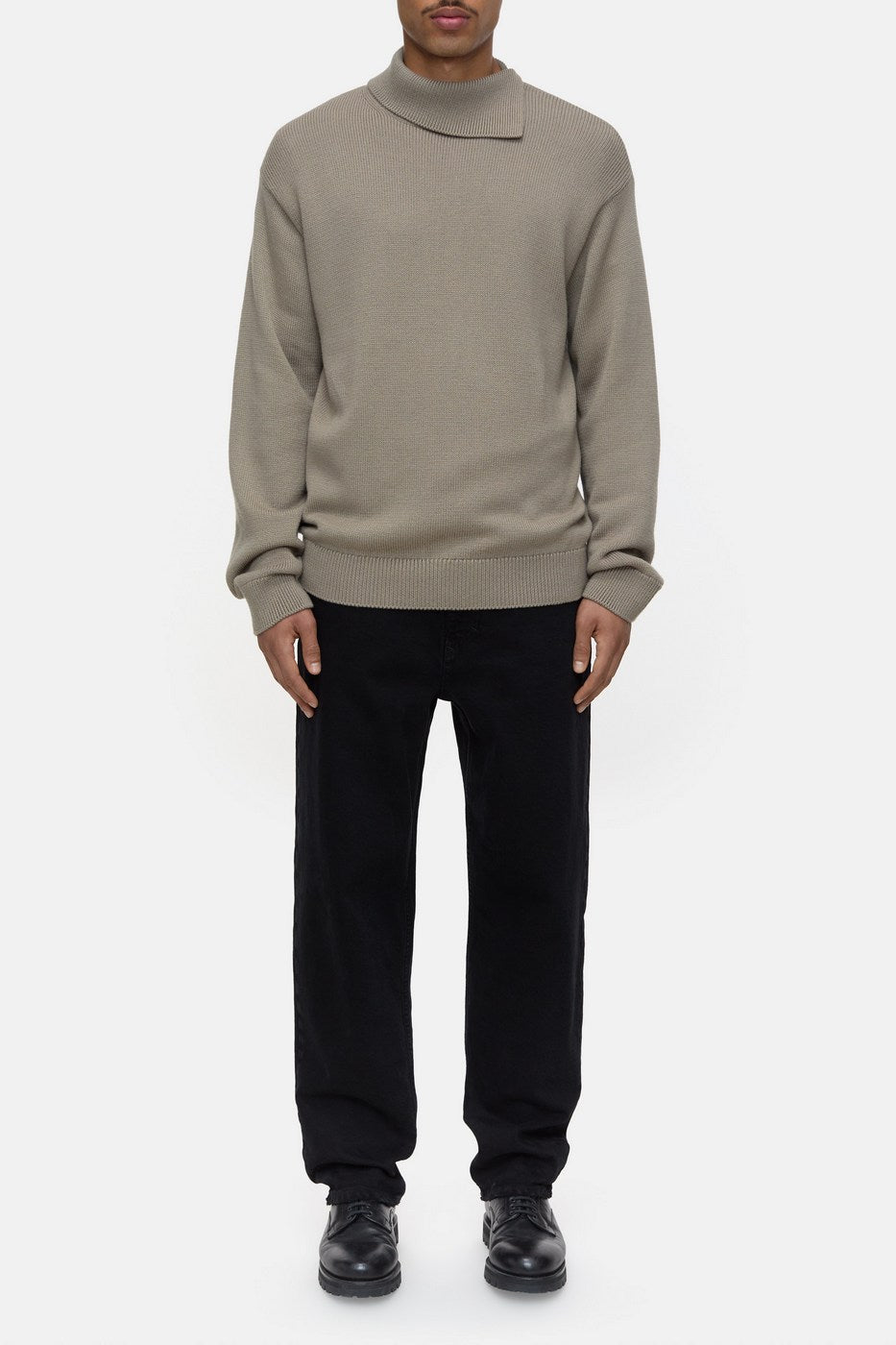 Scarf Collar Jumper - Natural Linen - Homme