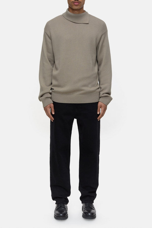 Scarf Collar Jumper - Natural Linen - Homme