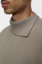 Scarf Collar Jumper - Natural Linen - Homme