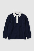 Knit Polo - Dark Night - Homme