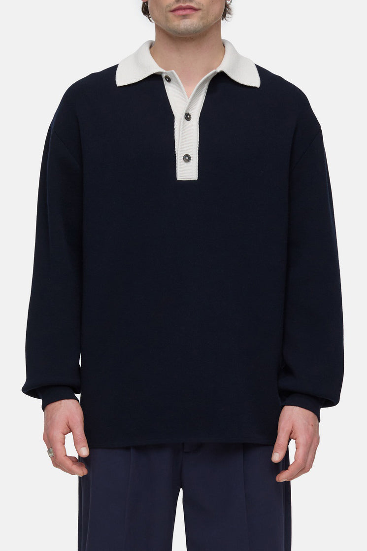 Knit Polo - Dark Night - Homme