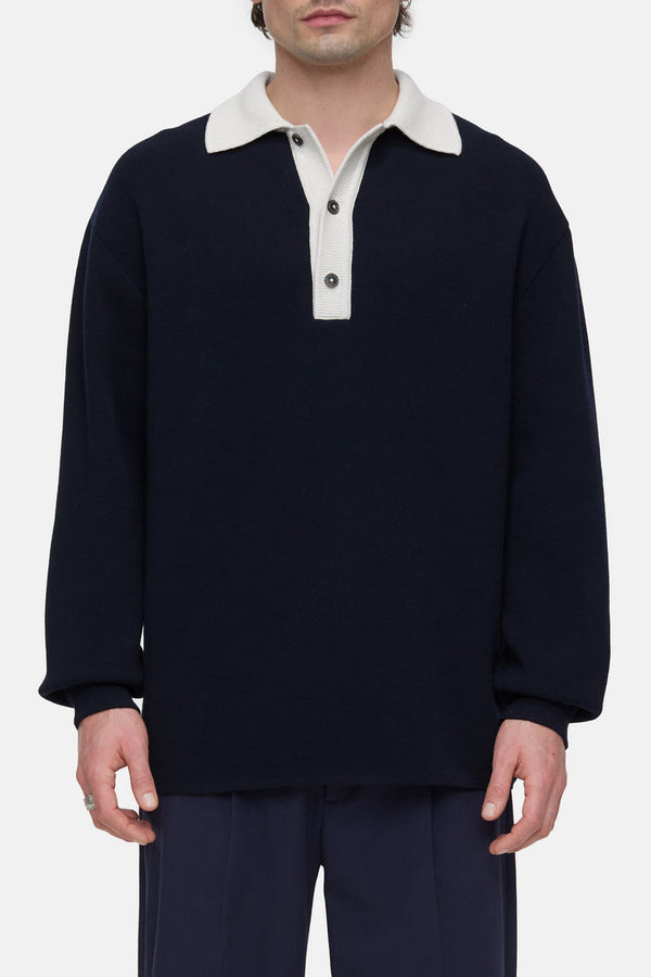 Knit Polo - Dark Night - Homme