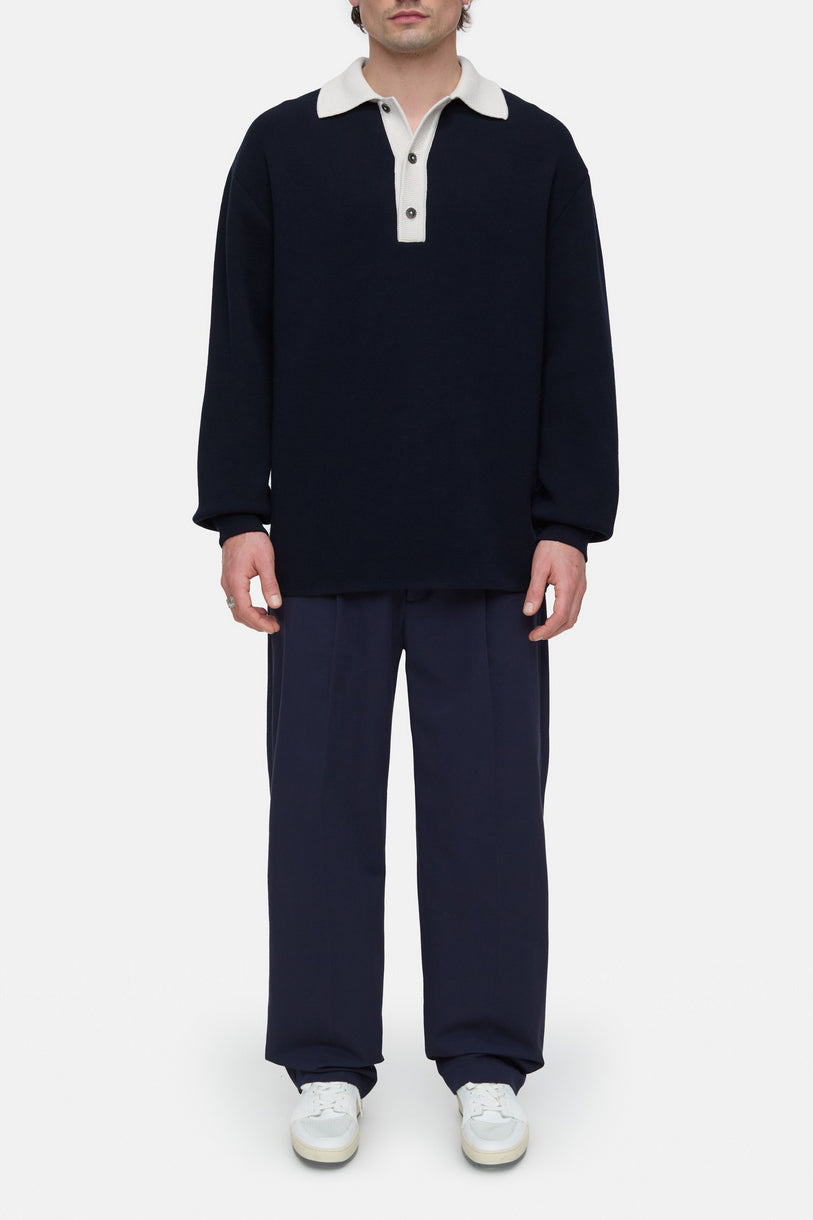 Knit Polo - Dark Night - Homme