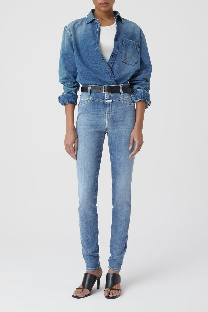 Jeans Skinny Pusher Long - Mid Blue - Femme