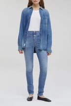 Jeans Skinny Pusher Long - Mid Blue - Femme