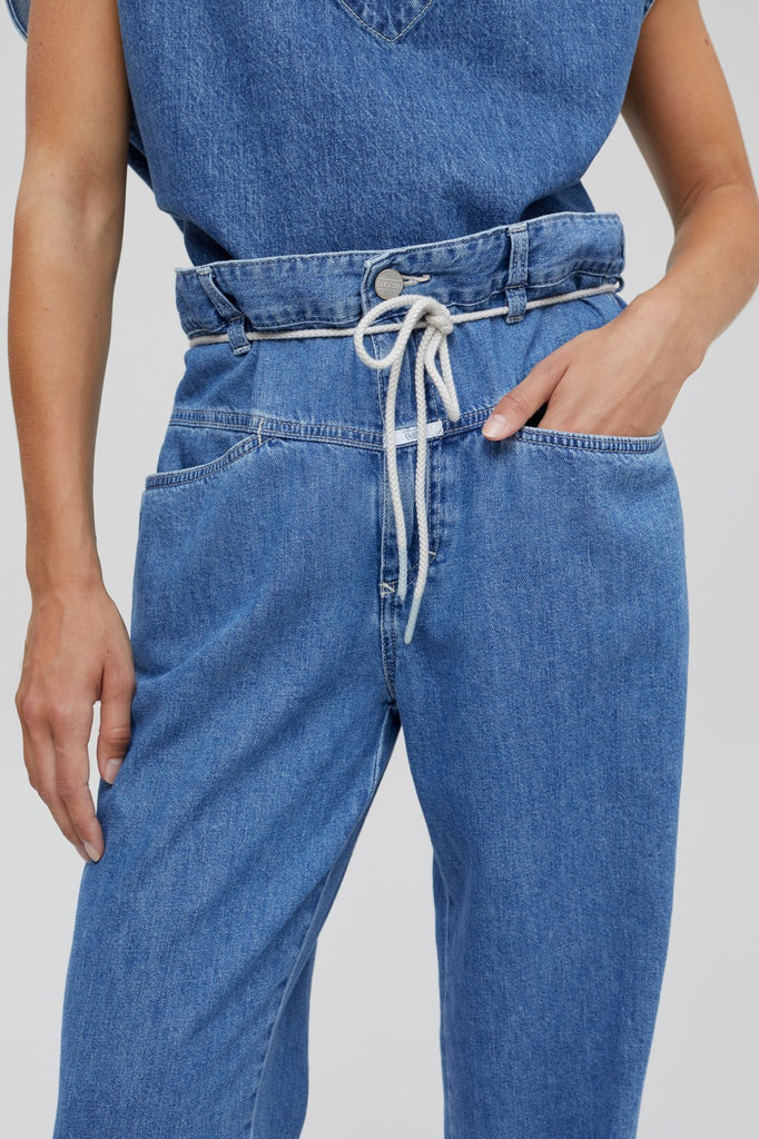 Closed - Jean Relaxed Taille Haute En Coton Biologique - Bleu Clair - Femme