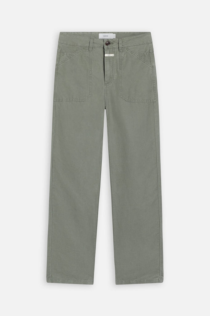 Closed - Pantalon Relaxed En Lin - Vert - Femme