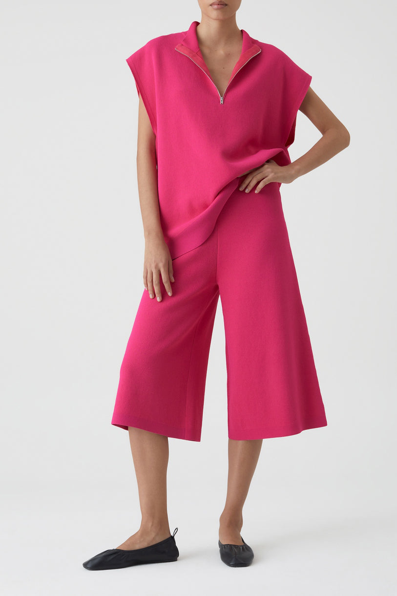 Short Knitted Culotte - Rasperry Pink - Femme