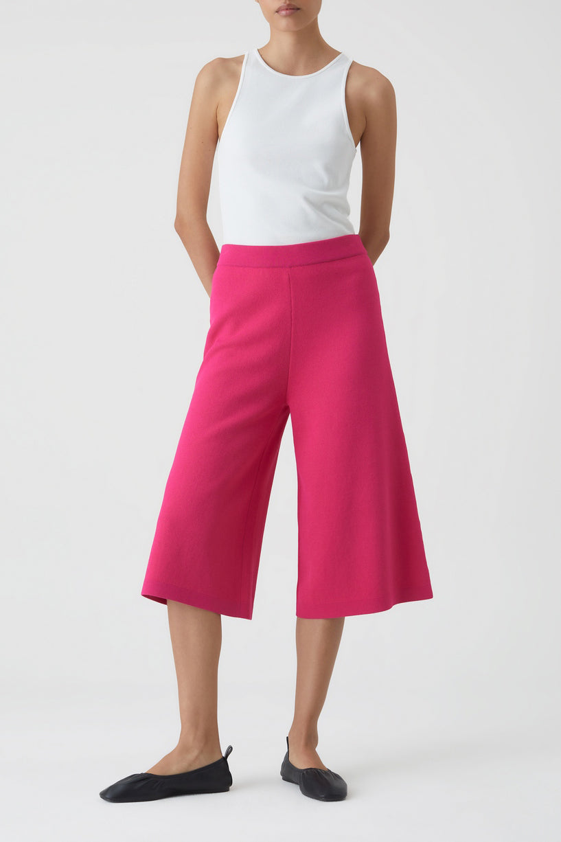 Short Knitted Culotte - Rasperry Pink - Femme