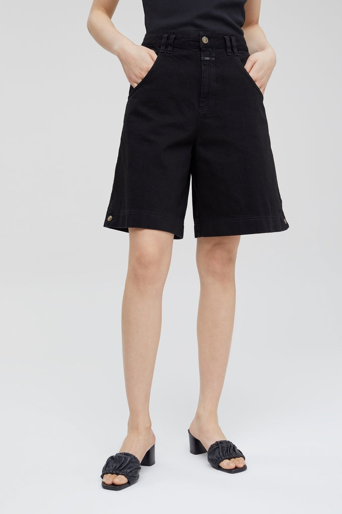 Closed - Bermuda Loose En Coton Biologique Et Lin - Noir - Femme