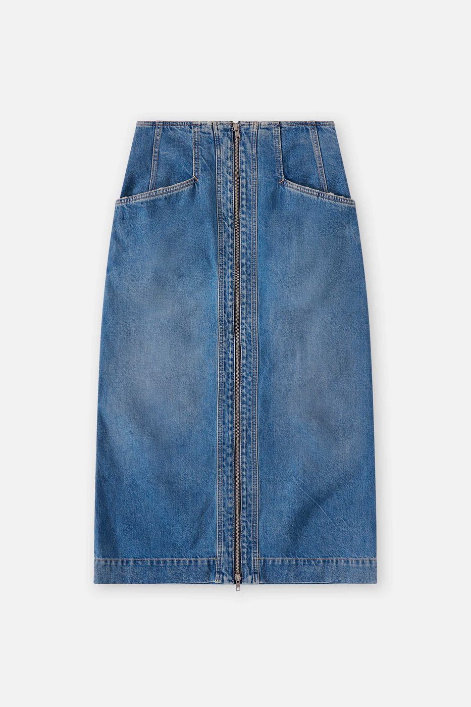 Jupe Denim With Zip - Mid Blue - Femme