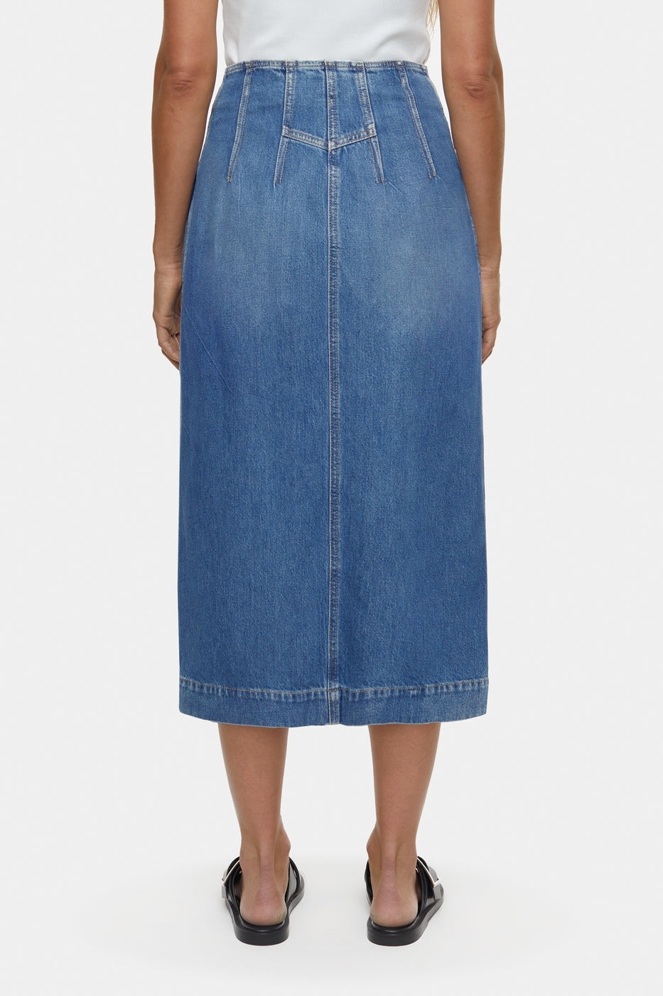 Jupe Denim With Zip - Mid Blue - Femme
