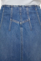 Jupe Denim With Zip - Mid Blue - Femme