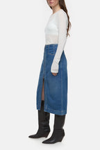 Jupe Denim With Zip - Mid Blue - Femme
