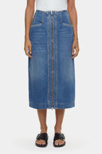 Jupe Denim With Zip - Mid Blue - Femme